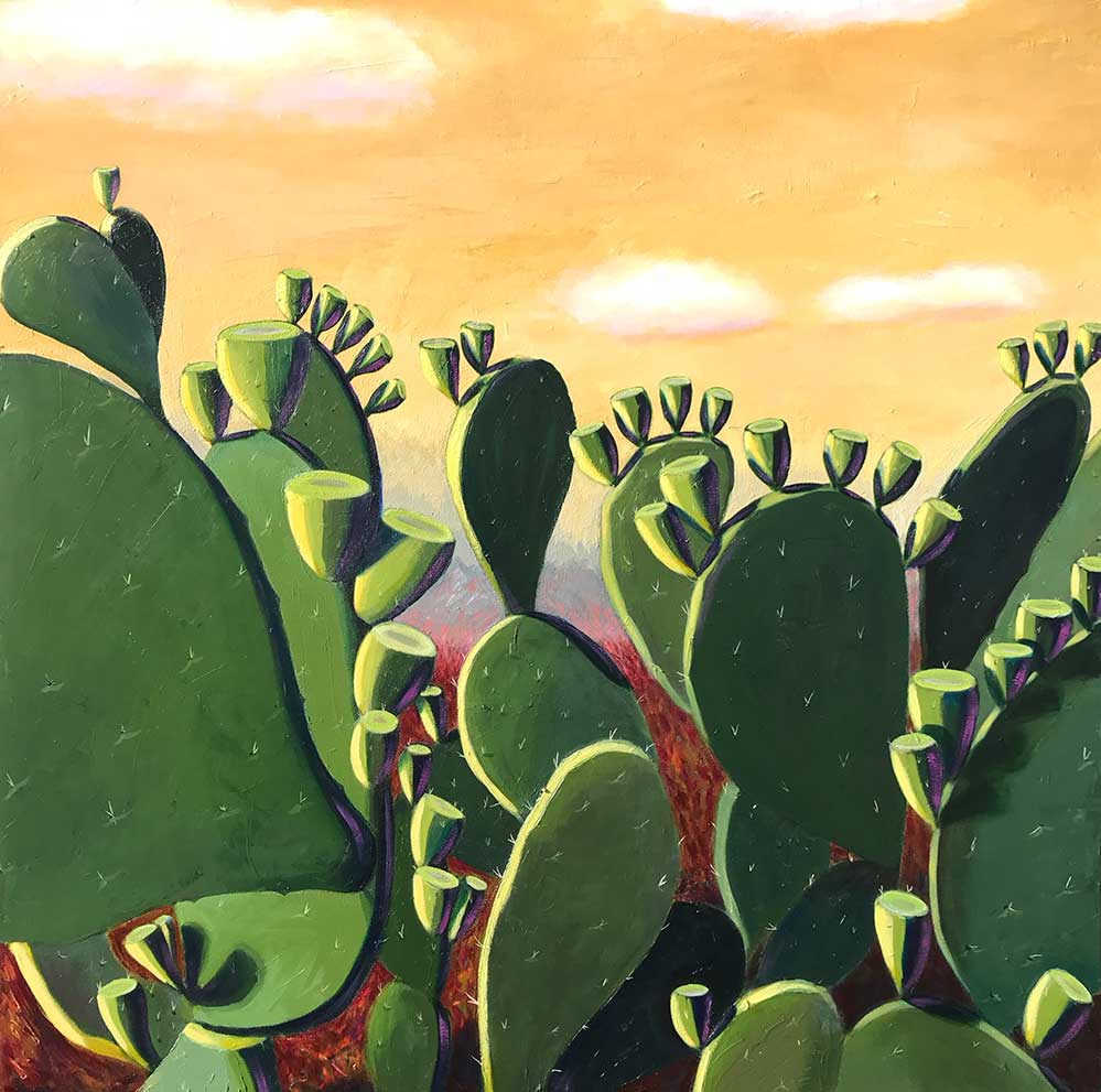 El Jardín de Nopales, Acrylic on canvas, 48”x48”, 2018
