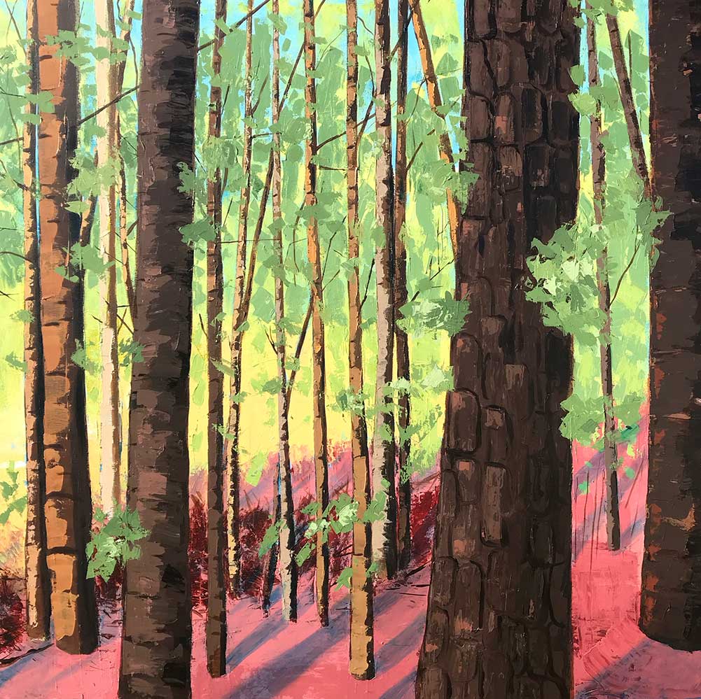 Long Needle Pines, Acrylic on canvas, 48”x48”, 2018
