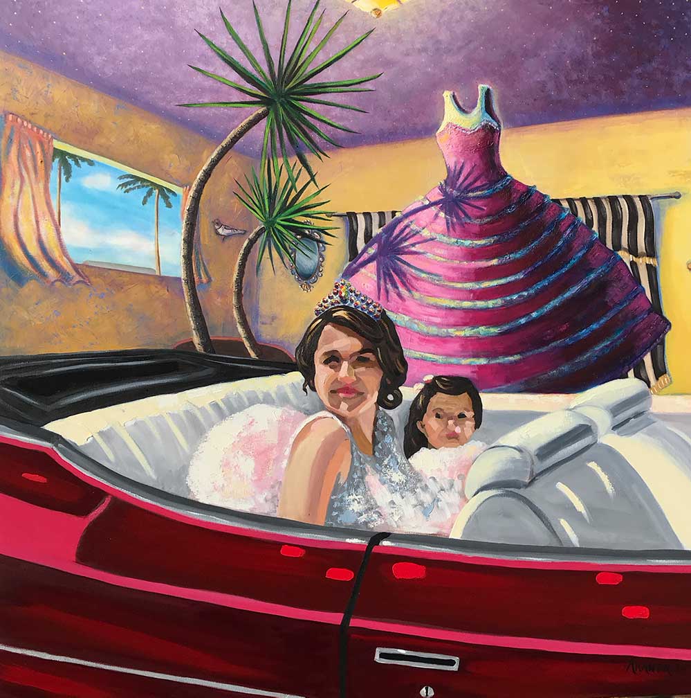 Siempre Quinceañera, Oil on canvas, 48”x48”, 2018